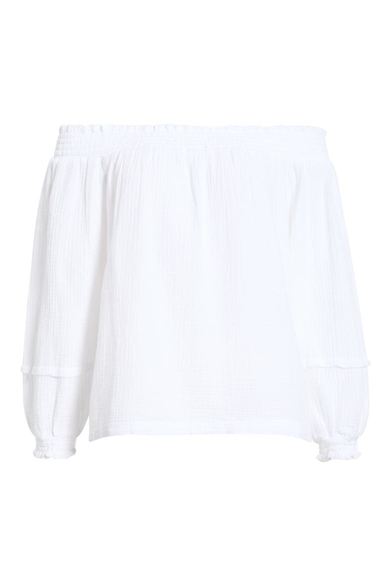 Adele Off the Shoulder Cotton Top, Alternate, color, WHITE