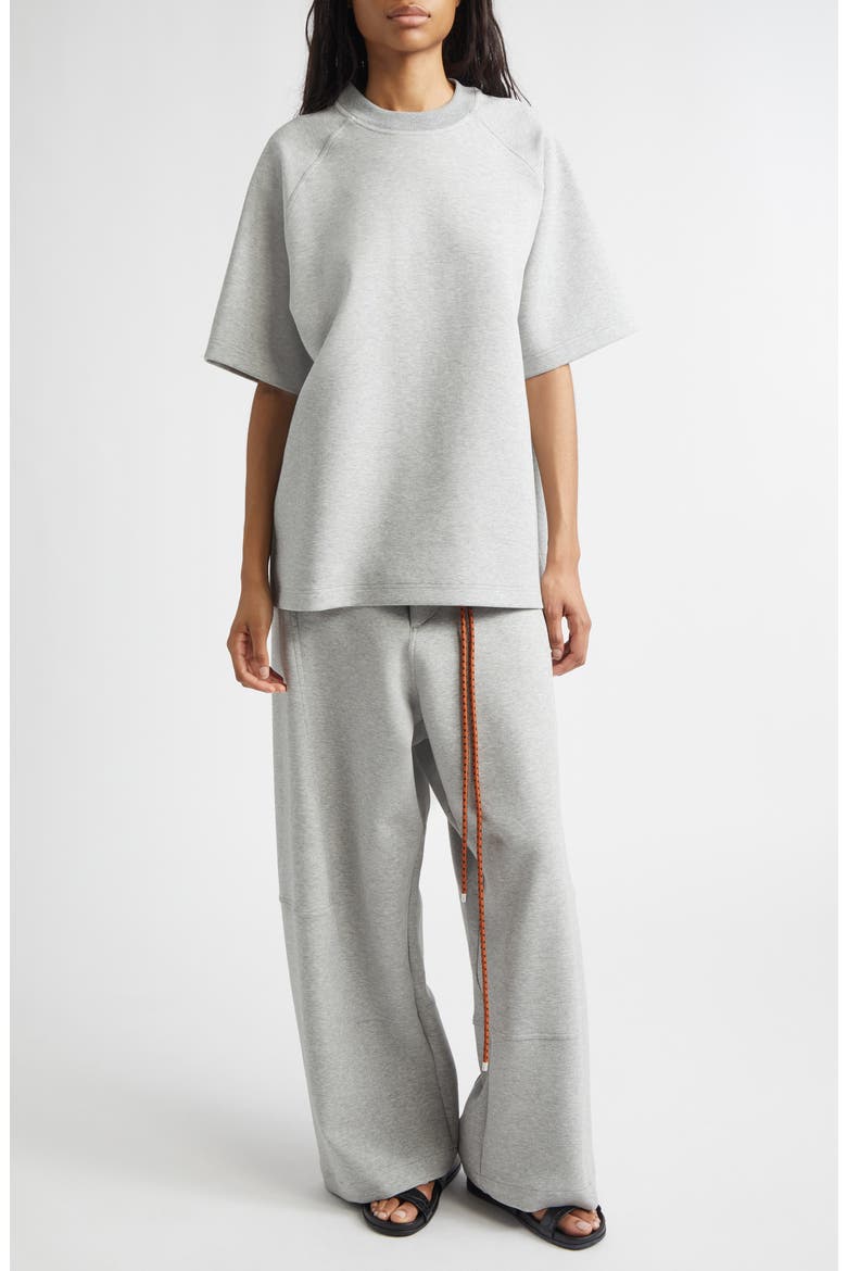 Cotton Blend Scuba Knit Wide Leg Pants, Alternate, color, GRANITE GREY MELANGE