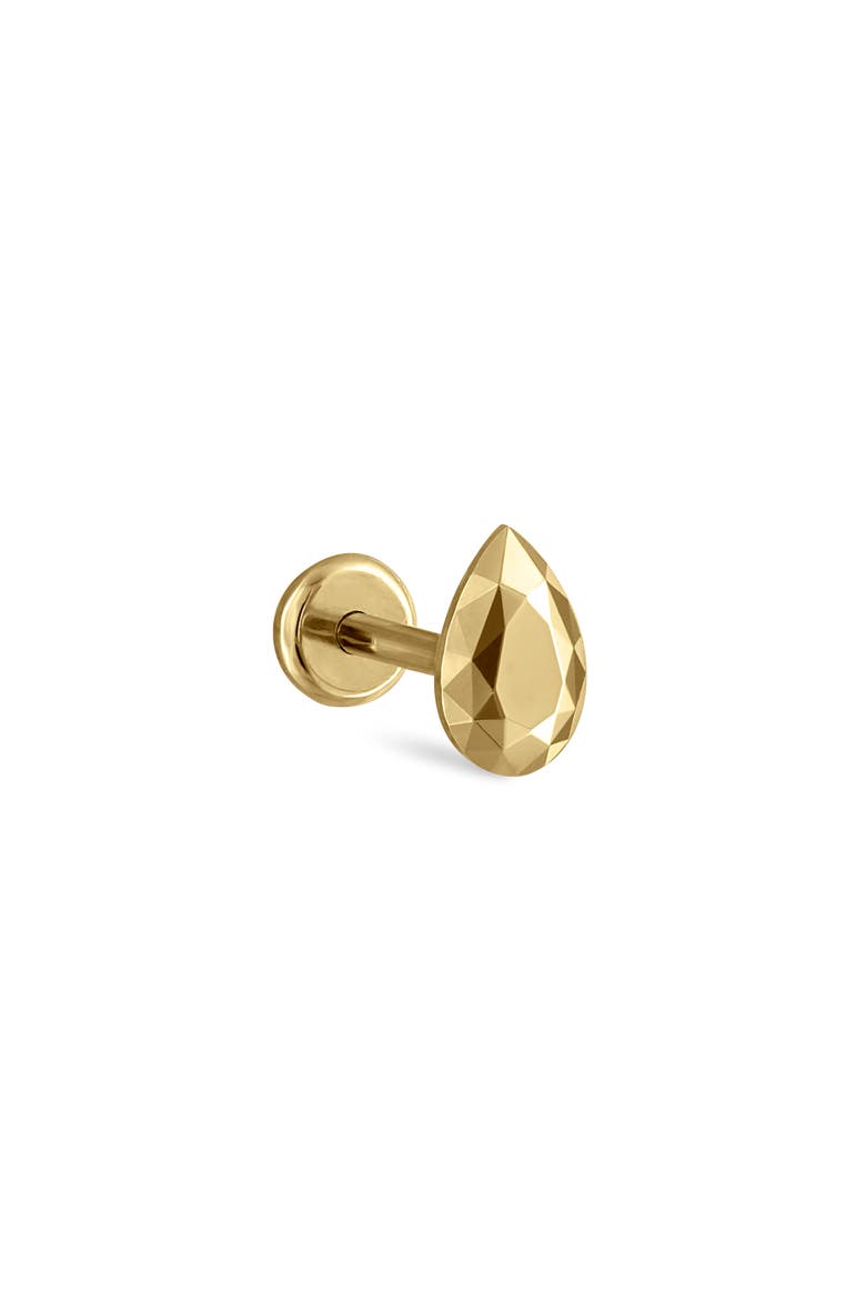 Faceted Pear Single Threaded Stud Earring, Main, color, YELLOW GOLD