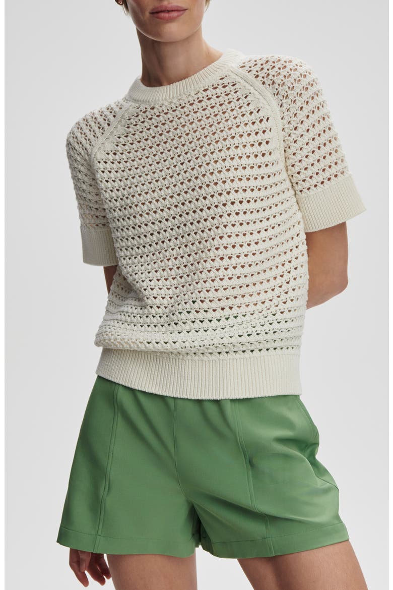 Alva Crochet Knit Top, Main, color, EGRET