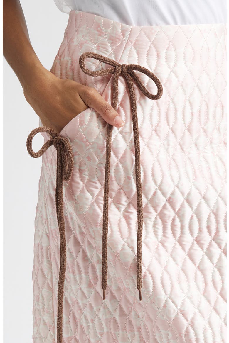 Quilted Floral Offset Pencil Skirt, Alternate, color, PINK/ BROWN
