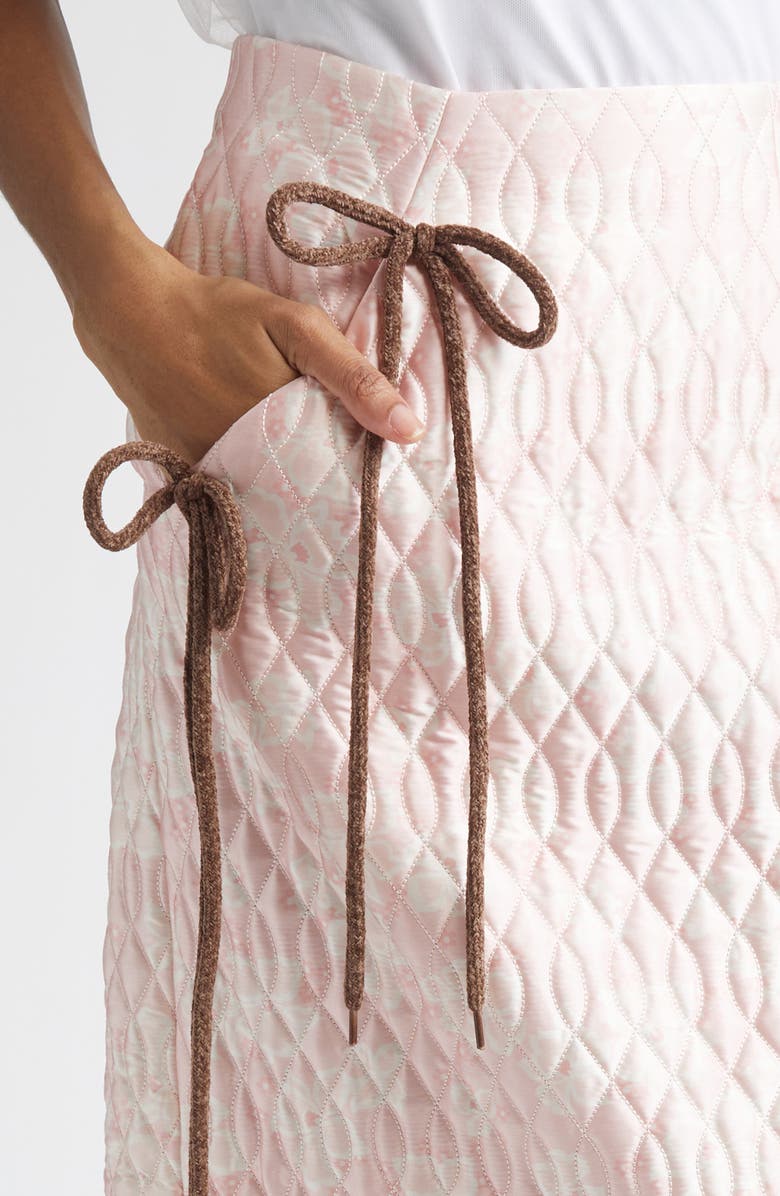 Simone Rocha Quilted Floral Offset Pencil Skirt, Alternate, color, Pink/ Brown