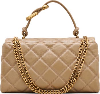 The Dual Chain Diamond Quilted Convertible Leather Shoulder Bag