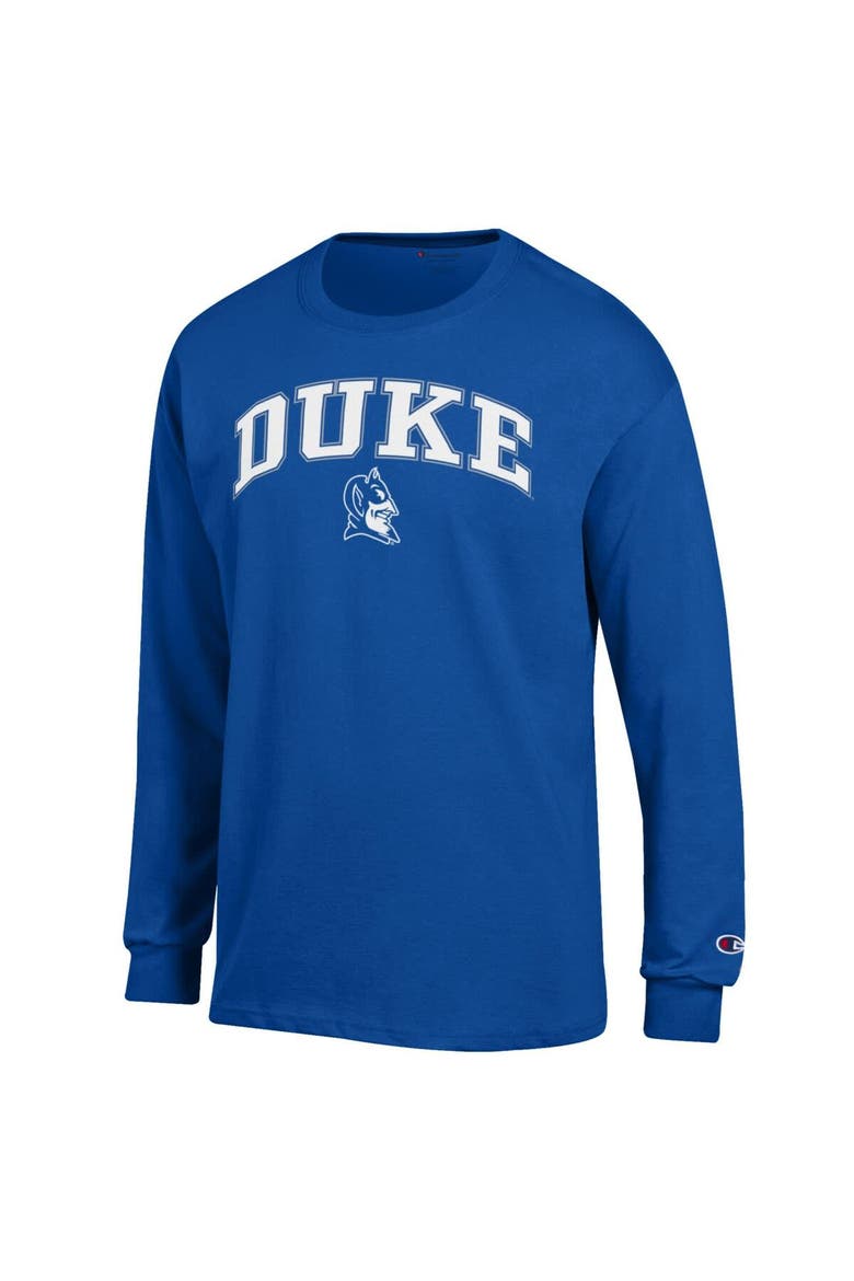 Men's Champion  Royal Duke Blue Devils Arch Over Logo Long Sleeve T-Shirt, Alternate, color, Royal