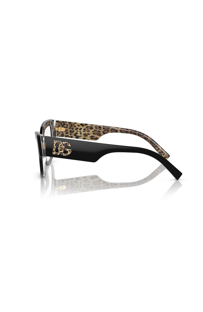 Dolce&Gabbana 53mm Cat Eye optical glasses, Alternate, color, Black/ Leopard Print
