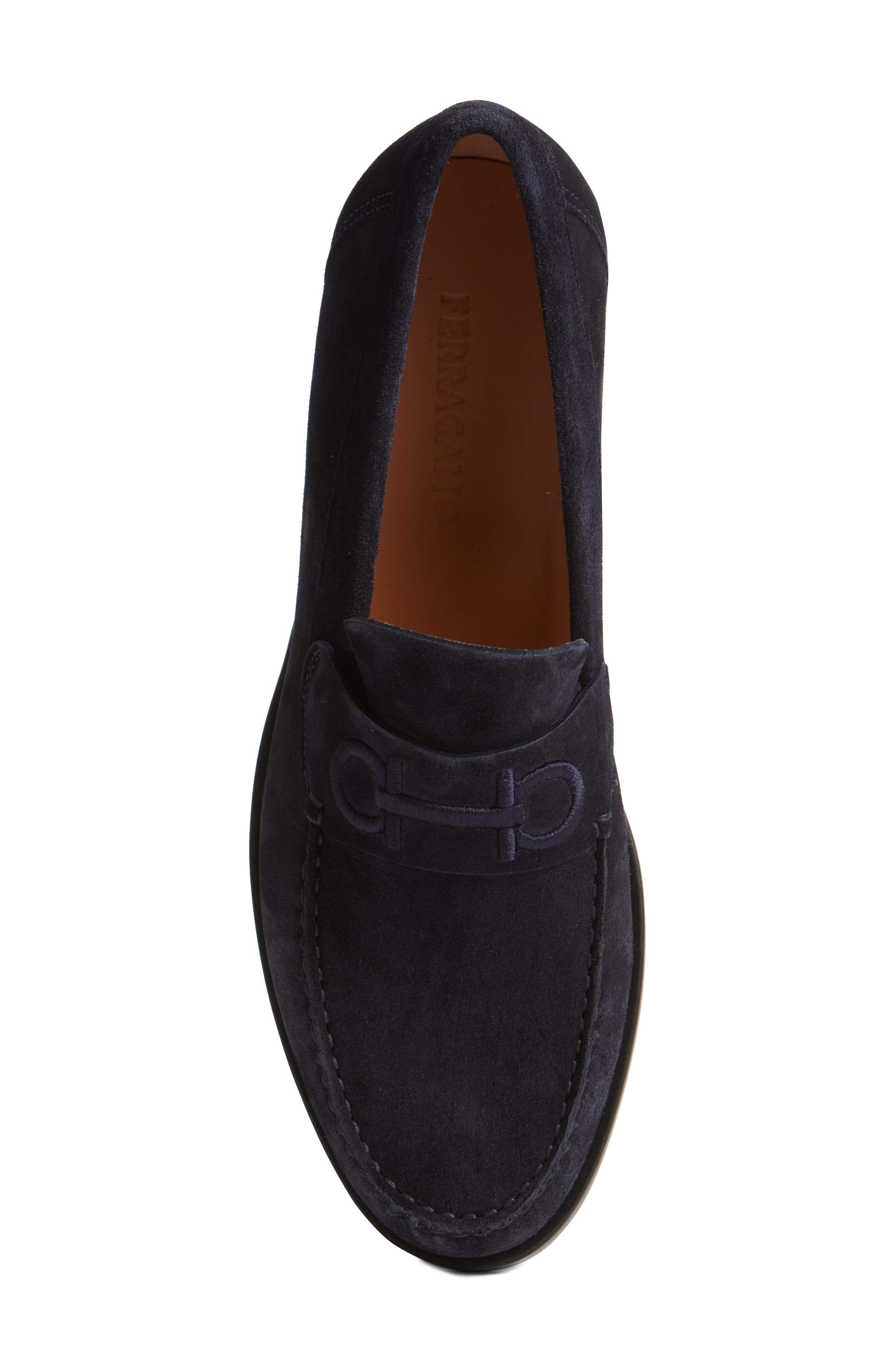 FERRAGAMO Fort Ricamo Loafer, Alternate, color, Midnight New Biscotto