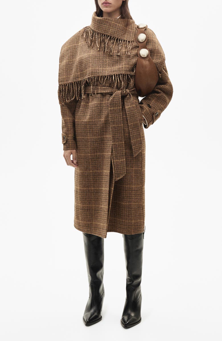 MANGO Wool-Blend Micro-Houndstooth Coat, Main, color, 