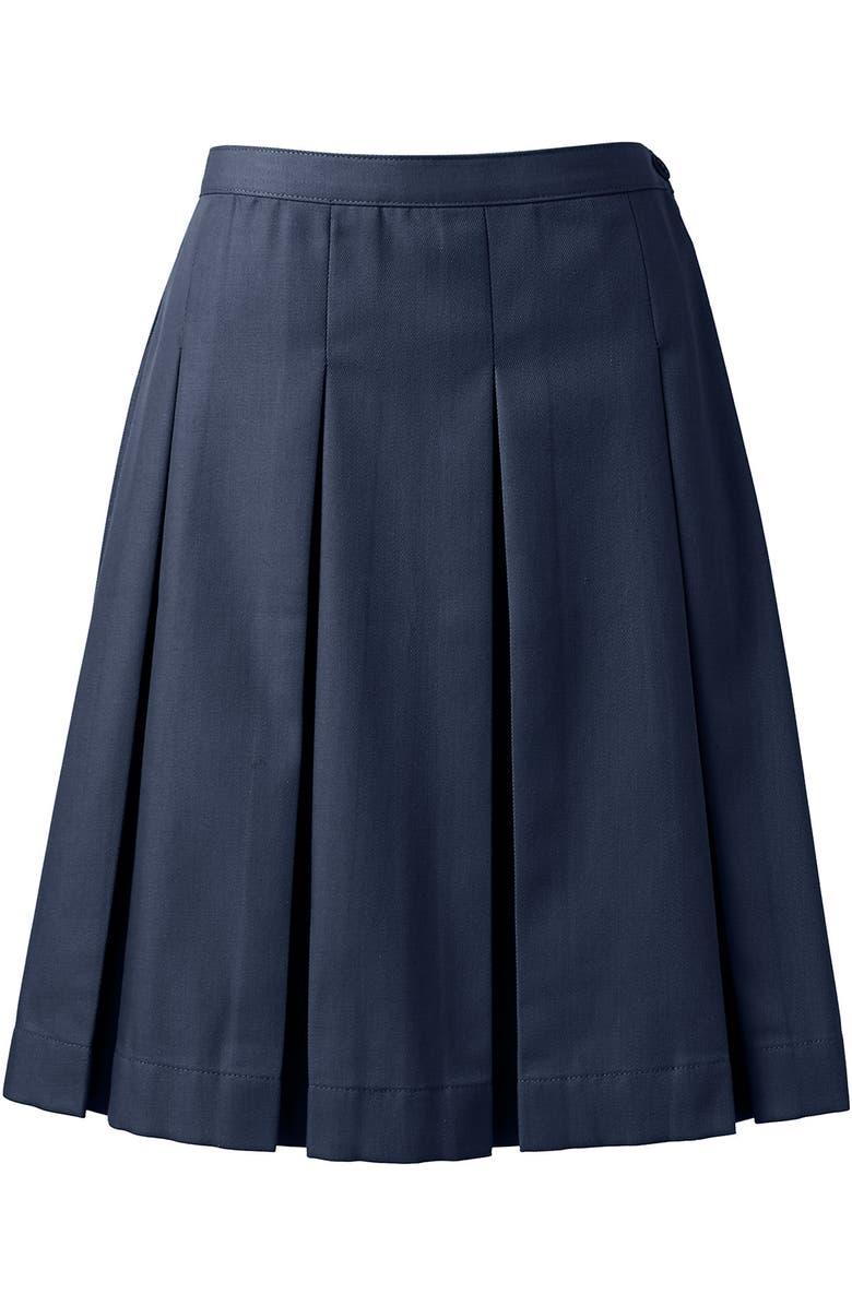 Lands' End School Uniform  Poly-Cotton Box Pleat Skirt Top of Knee, Alternate, color, Classic Navy