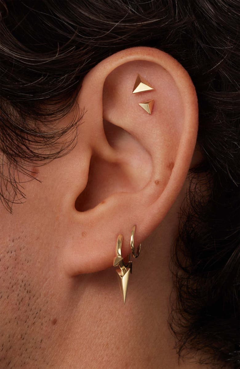 MARIA TASH Faceted Triangle Single Threaded Stud Earring, Alternate, color,