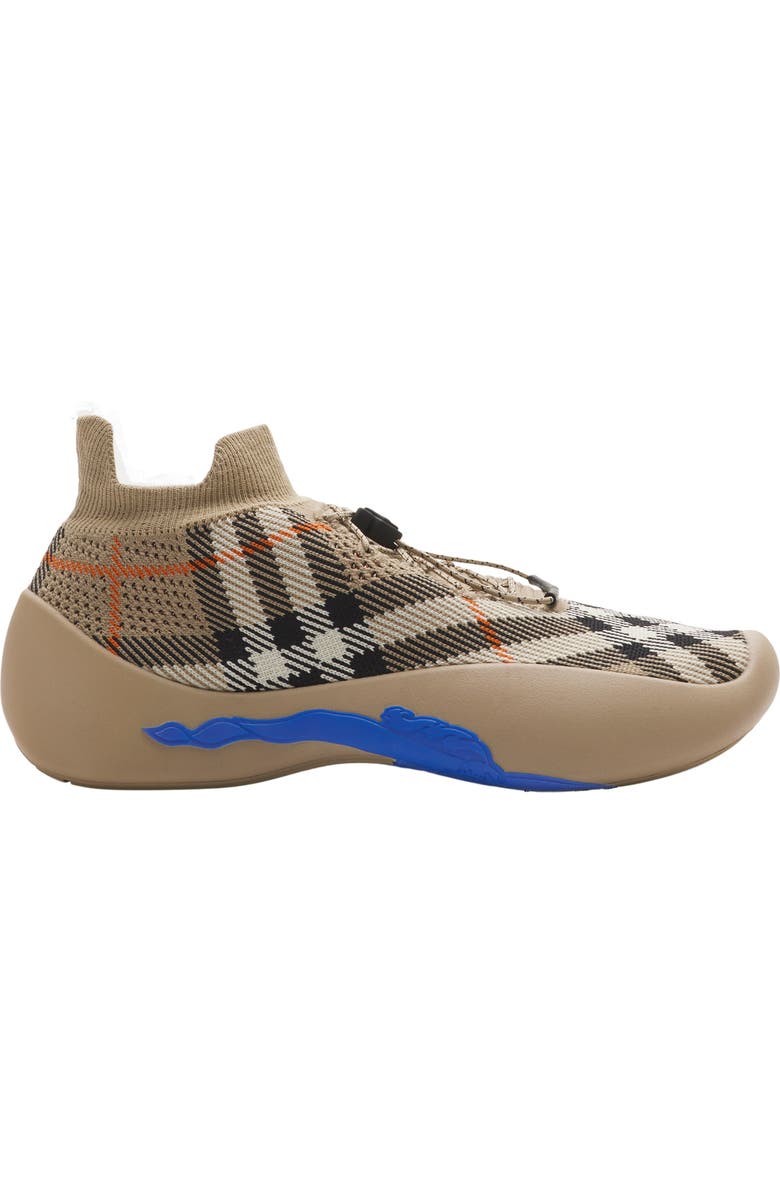 Burberry Check Knit Neptune Sneakers, Main, color, Sand
