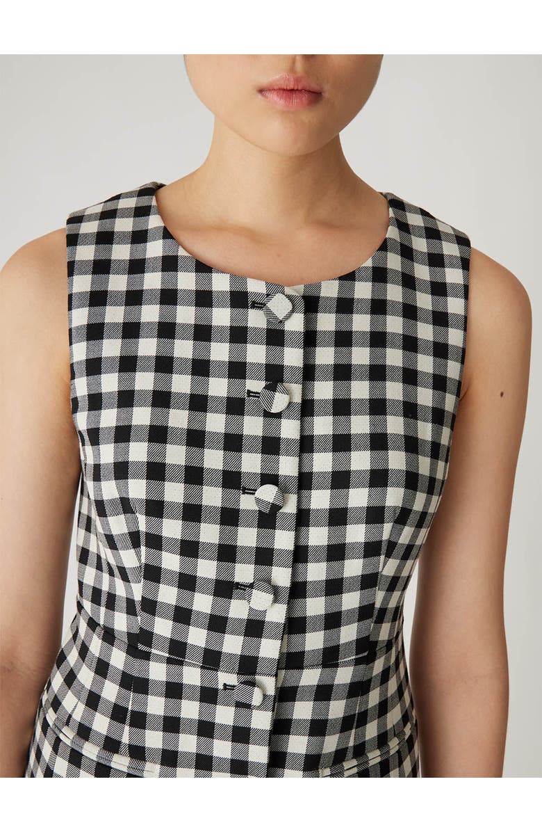 Rebecca Taylor Phillipa Check Button Front Mini Dress, Alternate, color, Black Combo