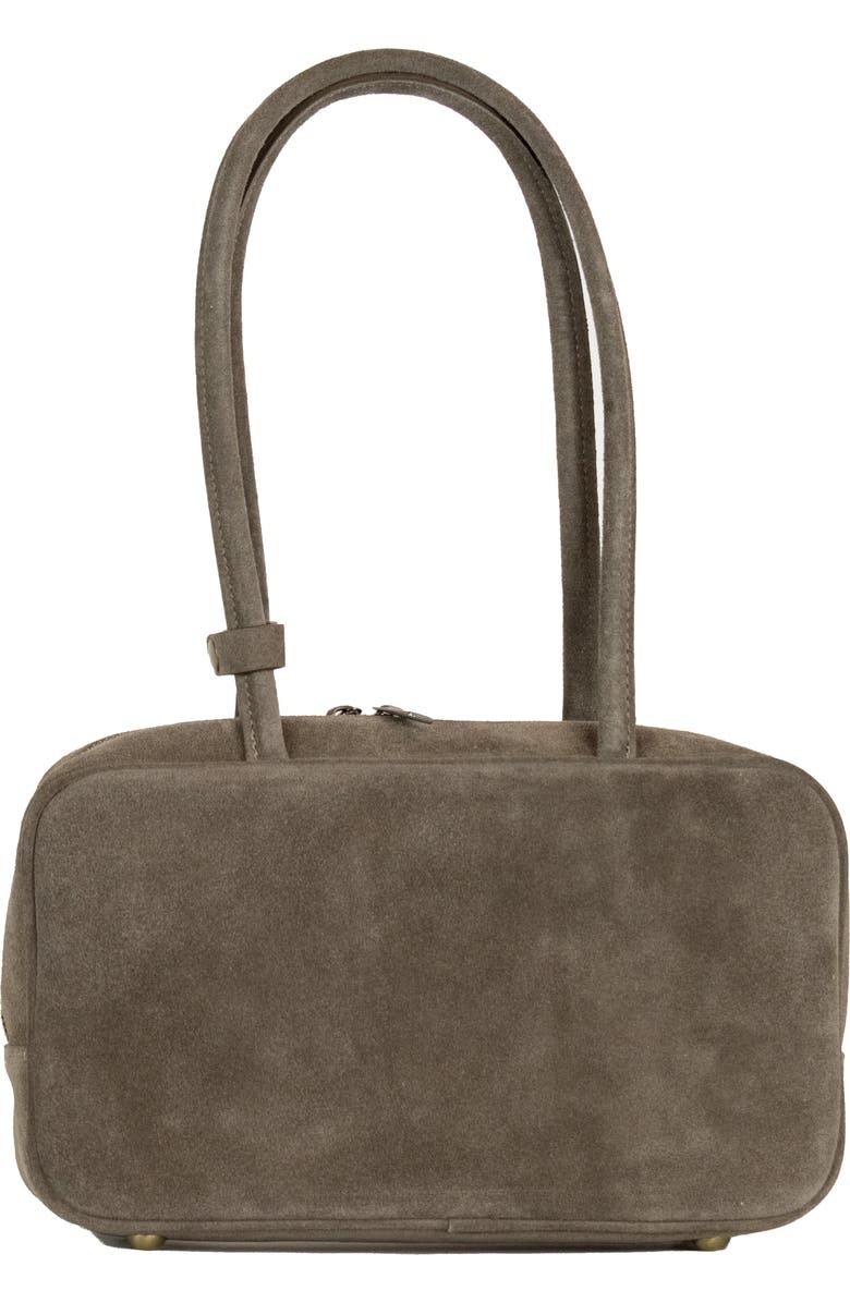 Persaman New York Iris 92 Suede Shoulder Bag, Main, color, Taupe