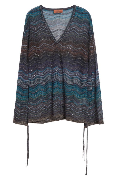 Zigzag Metallic Sequin Sweater