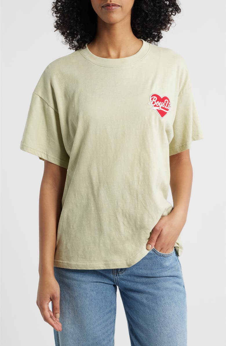 BOYS LIE Signature Graphic Boyfriend T-Shirt, Main, color, Talc