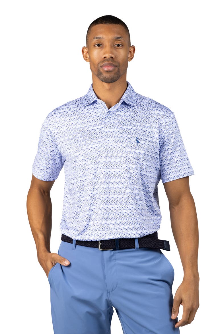Floral Chain Print Performance Polo, Alternate, color, BLUE
