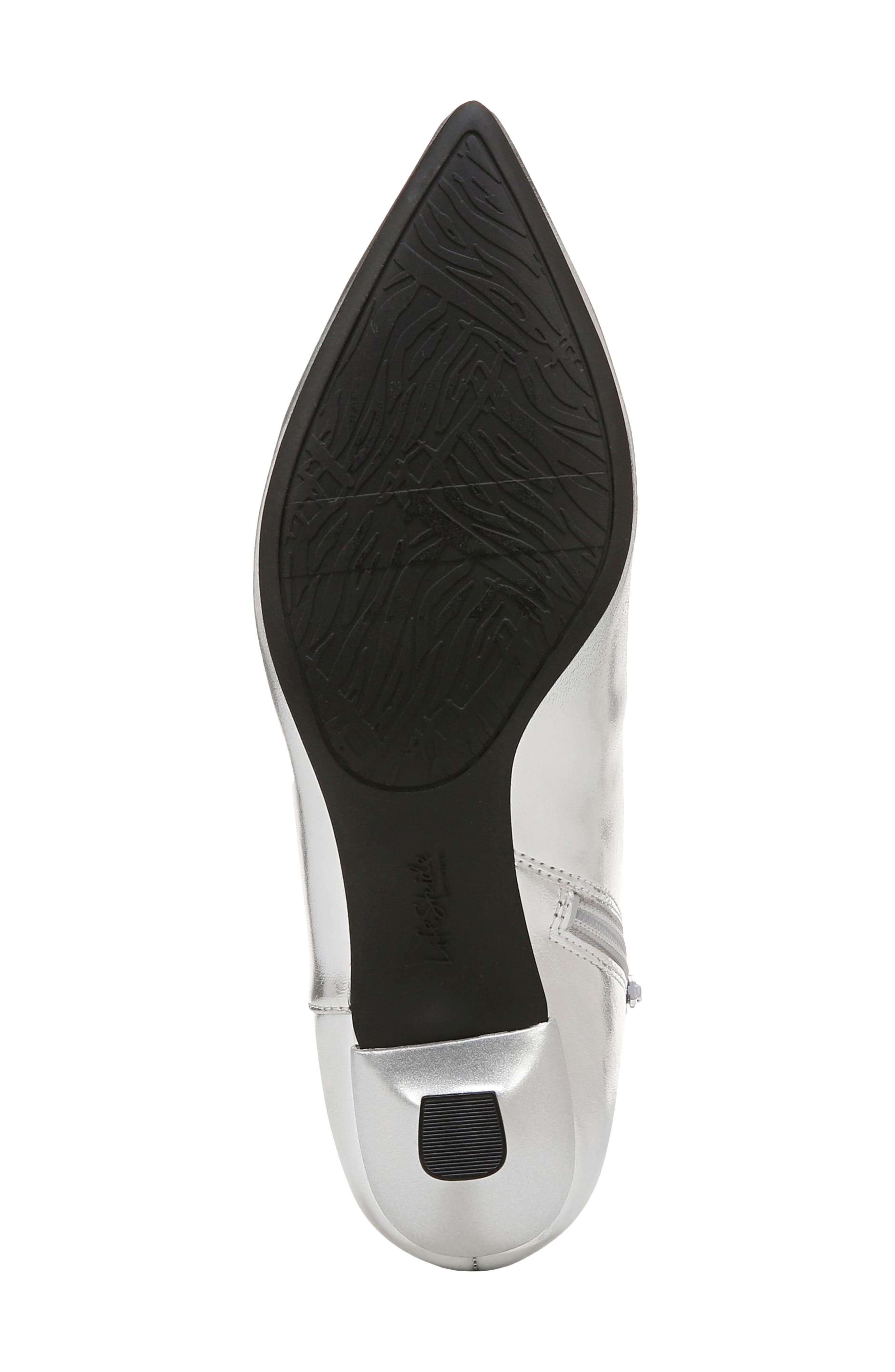 LifeStride Maya Pointed Toe Kitten Heel Bootie, Alternate, color, Silver