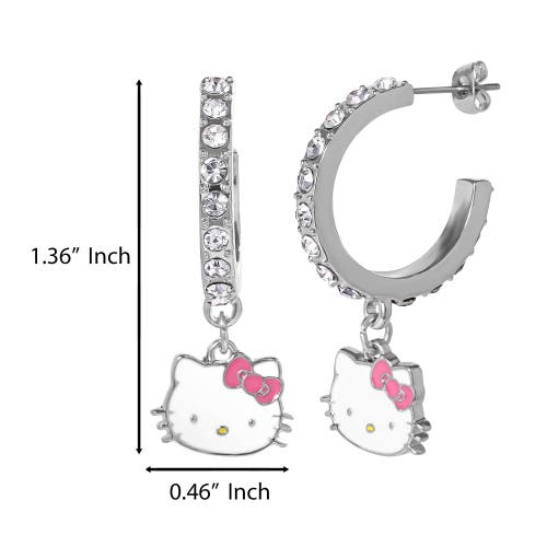 Hello Kitty Fashion Charm Hoop Earrings In Silver