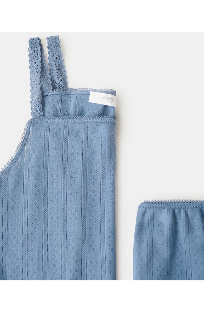 MANGO Pointelle Pajama Shorts, Alternate, color, Indigo Blue