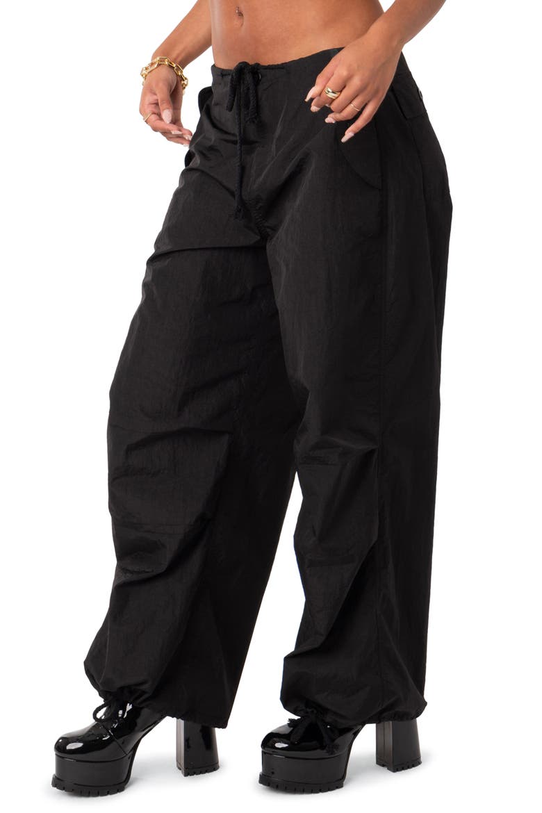 Rian Nylon Cargo Pants, Alternate, color, BLACK