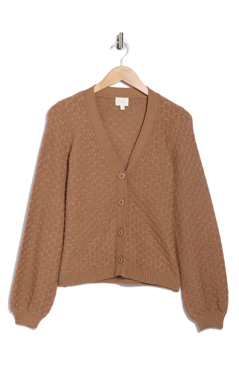 CYRUS Bow Cable Knit Cardigan, Alternate, color, Vicuna Heather