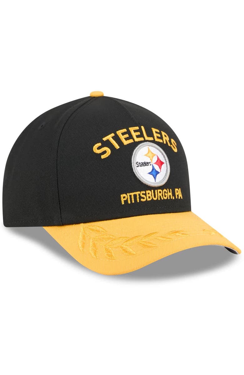New Era Men's New Era Black/Gold Pittsburgh Steelers 2025 NFL Draft 9FORTY A-Frame M-Crown Adjustable Hat, Alternate, color, Black