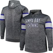PROFILE Men's Heather Charcoal Tampa Bay Lightning Big & Tall Stripe Pullover Hoodie