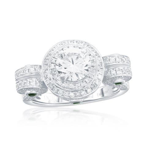 14K Gold White & Green Diamond Ring