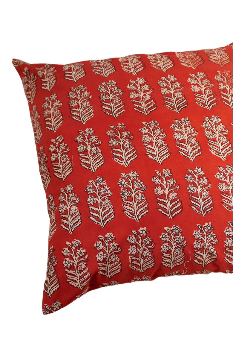 Ninéh Red Ember Hand Block Print Pillow - Cover, Alternate, color, Brick Red