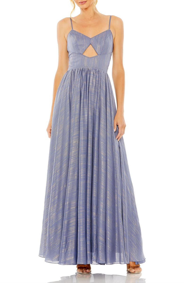 Mac Duggal Slim Strap Front Cutout Gown, Main, color, Slate Blue
