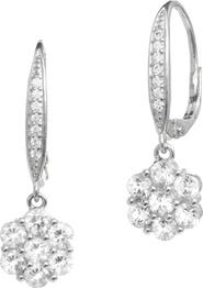 SAVVY CIE JEWELS Cubic Zirconia Floral Drop Earrings