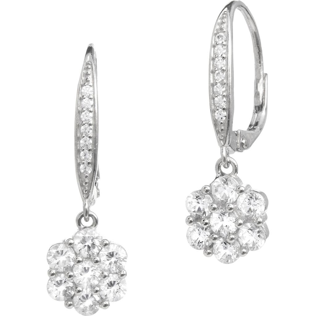 SAVVY CIE JEWELS Cubic Zirconia Floral Drop Earrings in White  product