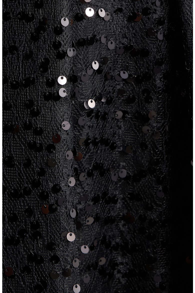 Mixed Media Long Sleeve Dress, Alternate, color, ANNE BLACK