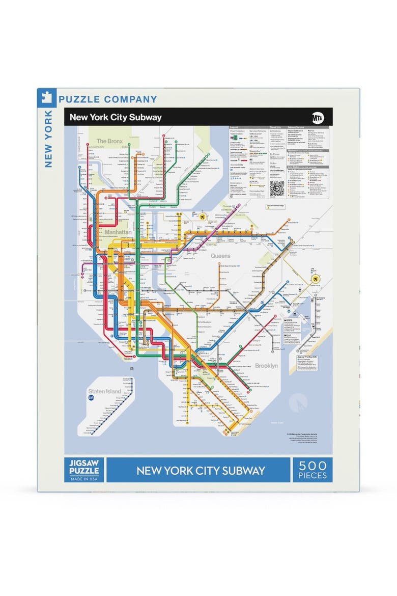 New York Subway Map 500 Piece Puzzle, Main, color, No Color