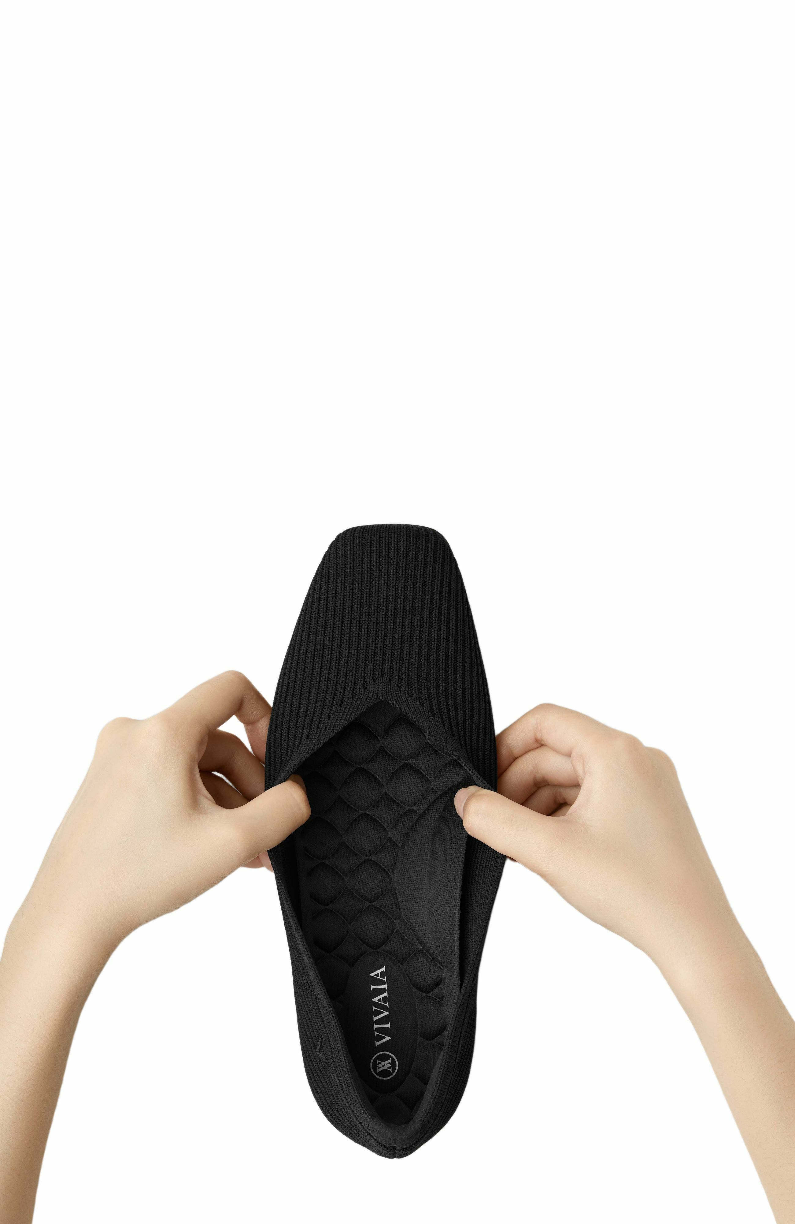 VIVAIA Lightweight Square-Toe V-Cut Flats, Alternate, color, Black