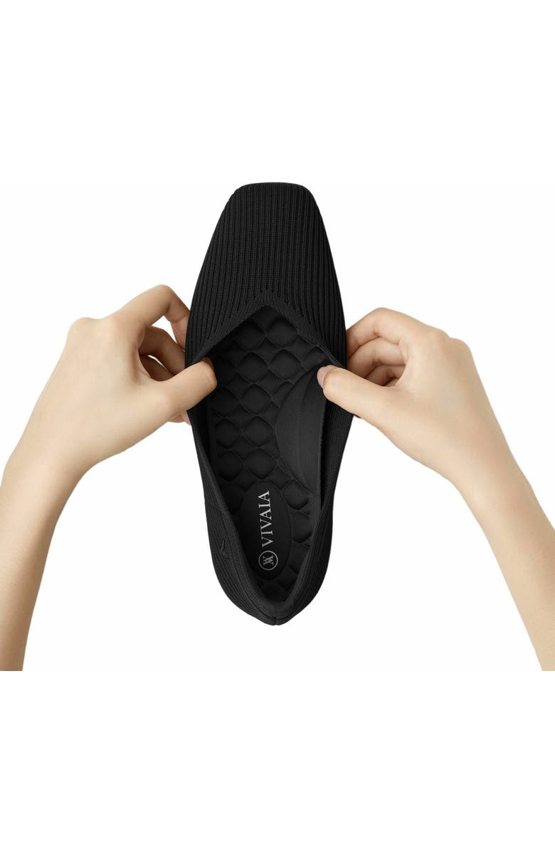 VIVAIA Lightweight Square-Toe V-Cut Flats, Alternate, color, Black