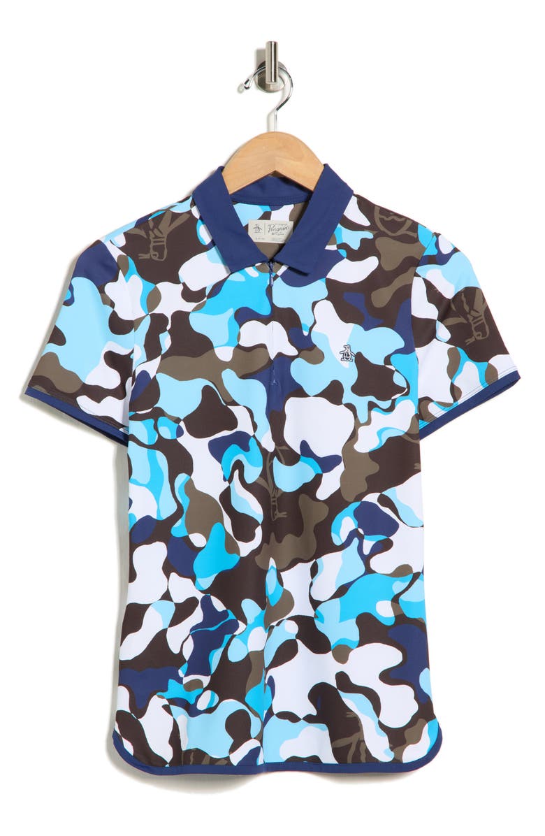 ORIGINAL PENGUIN GOLF Abstract Print Knit Golf T-Shirt, Main, color, Ristretto