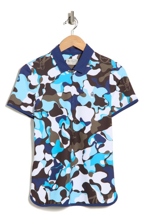 Abstract Print Knit Golf T-Shirt