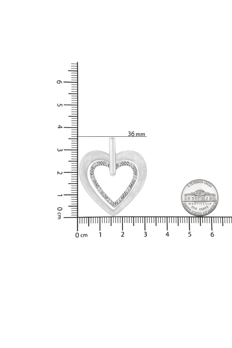 .925 Sterling Silver Prong-Set Diamond Accent Double Heart Pendant Necklace, Alternate, color, White