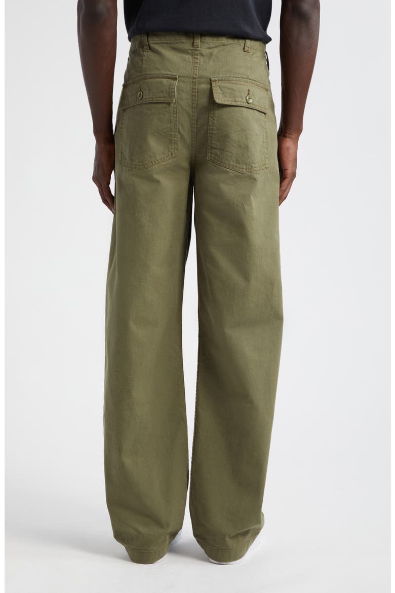 Pleated Cotton Twill Utility Pants, Alternate, color, ARMY GREEN