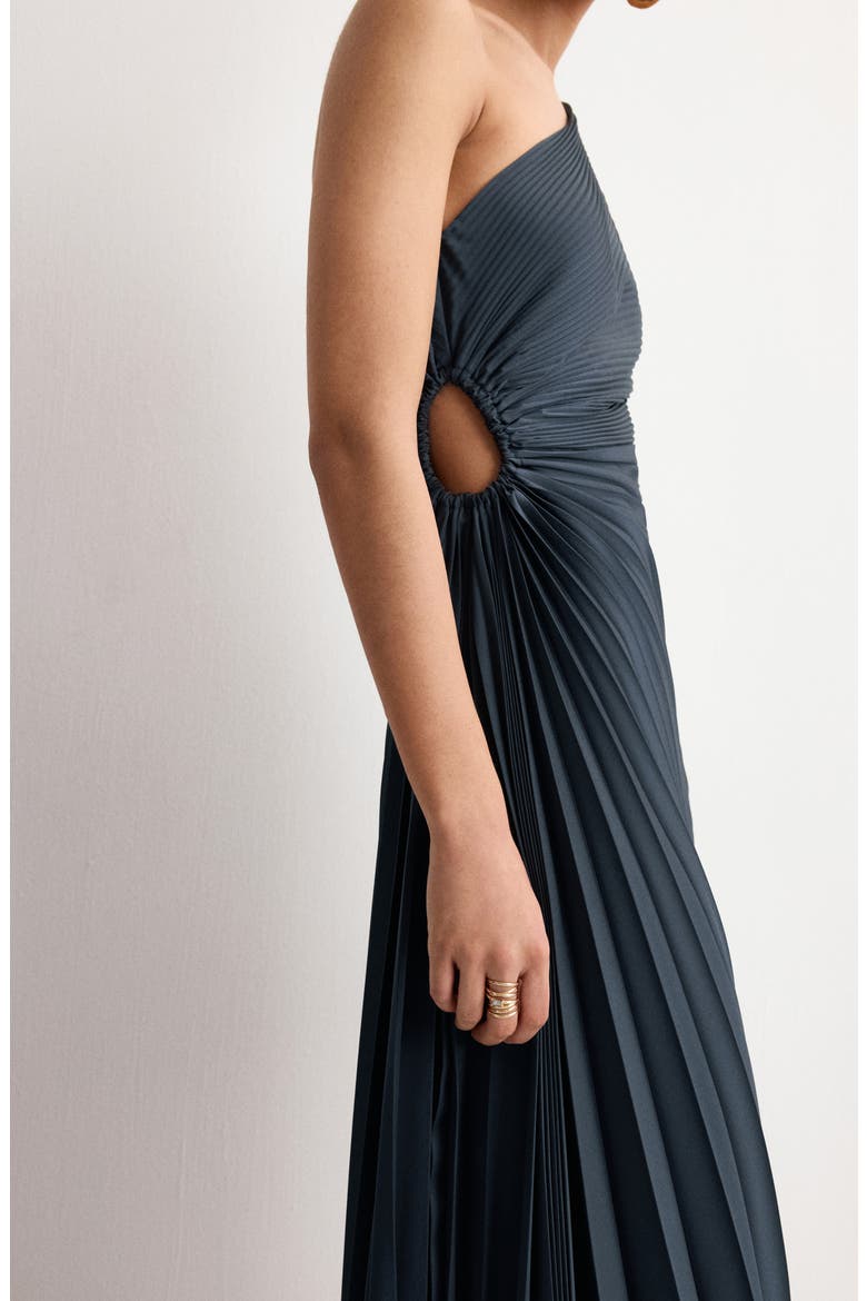 One-Shoulder Evening Dress, Alternate, color, BLUE