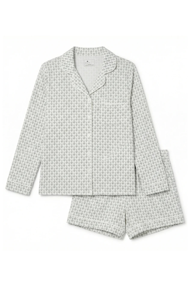 Women's Long Sleeve & Shorts Pajama Set, Alternate, color, Lavender Lane