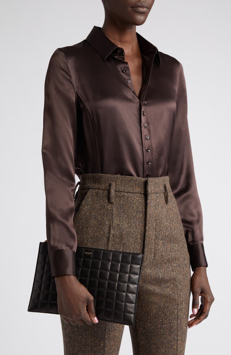 Saint Laurent Quilted Leather Tablet Pouch, Alternate, color, 