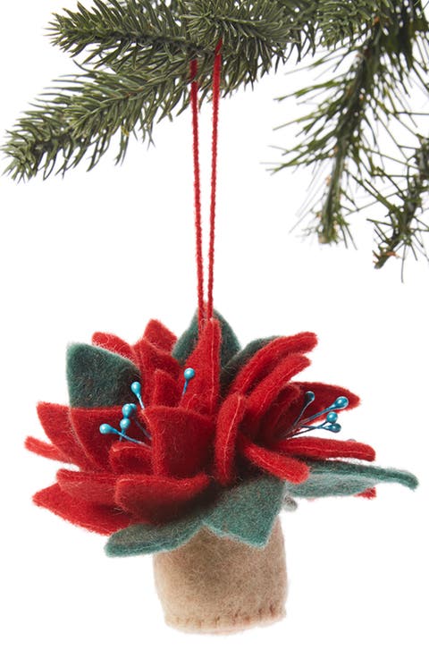 Poinsettia Felted Wool Ornament