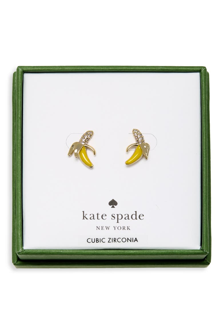Pavé Banana Stud Earrings, Main, color, CLEAR/ YELLOW