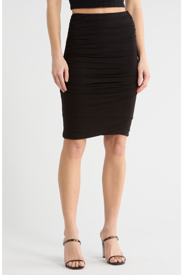 Ruched Stretch Modal Midi Skirt, Main, color, BLACK