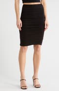 Renee C Ruched Stretch Modal Midi Skirt
