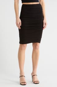 Renee C Ruched Stretch Modal Midi Skirt