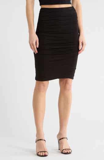 Renee C Ruched Stretch Modal Midi Skirt