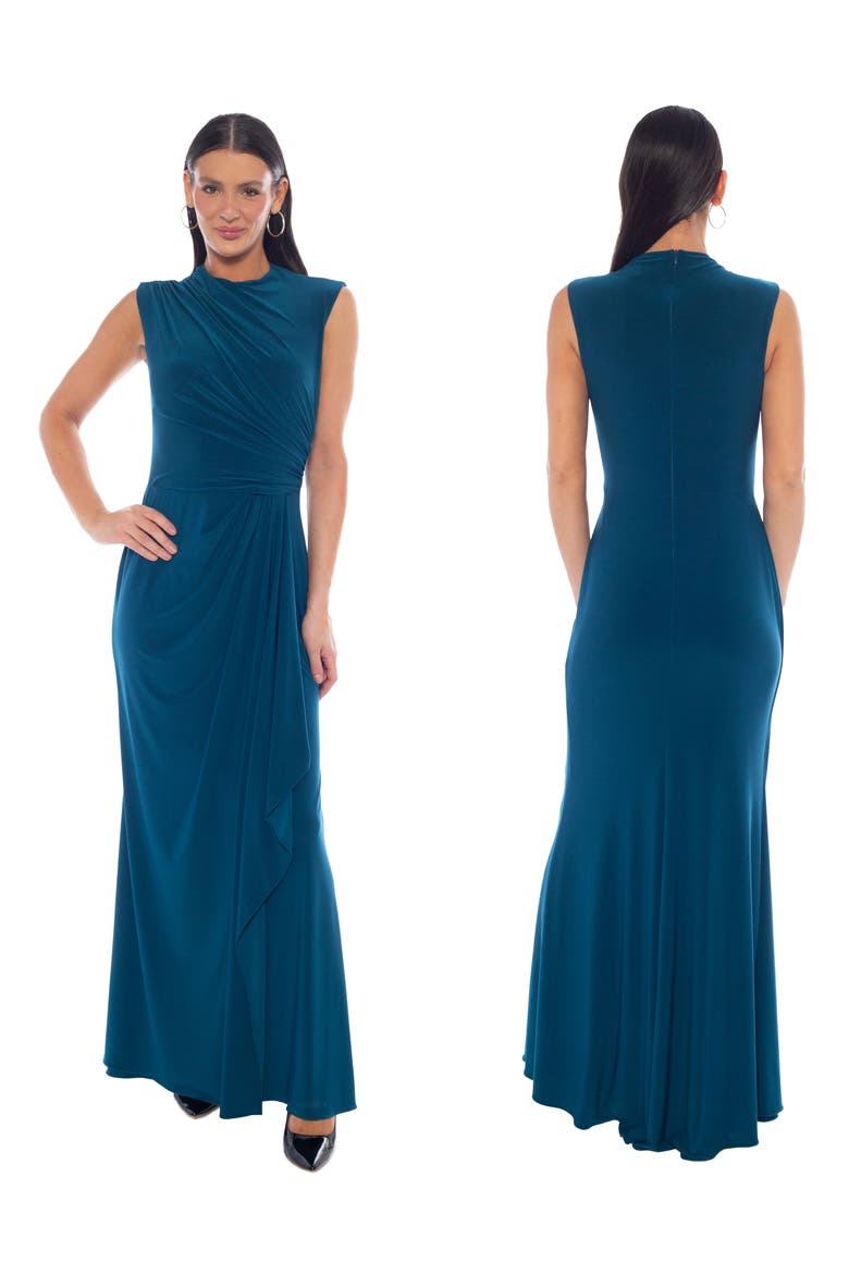 Drape Maxi Dress, Alternate, color, TEAL