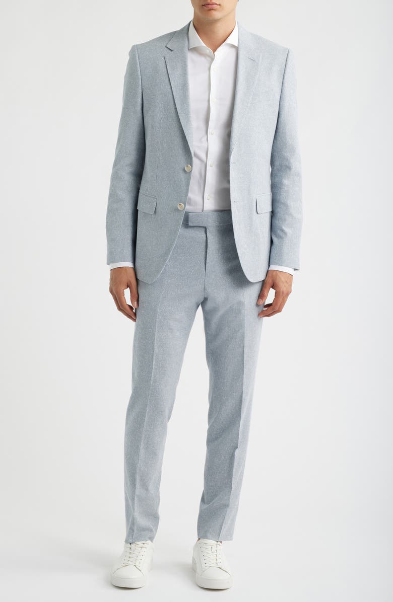 BOSS Huge Stripe Slim Fit Suit, Main, color, Open Blue